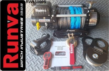 Runva Winch 15,000lbs 12V With Synthetic Rope (6,804kg) Off-Road Recovery Winch – RW15000S